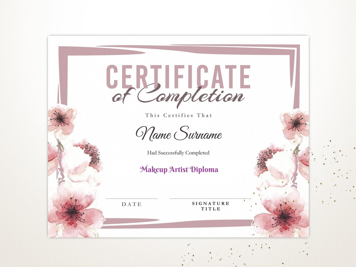 Live Beauty Course Certificate of Achievement PDF
