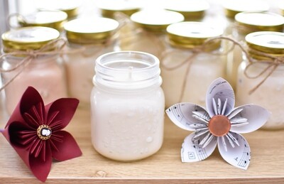 4 Candles - Medium Jar - Lavender/ Rose Geranium/ Patchouli/ Orange, Essential oils scents