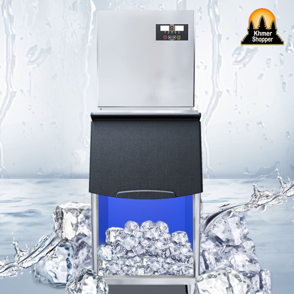 Ice Maker Machine With Storage Bin / Stainless Steel 900kg/24h