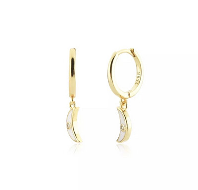 White Luna Hoops | Gold Plated | White Zircon | Silver 925