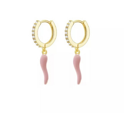 Chilli Hoop Earrings | Gold Plated | White Zircon | Silver 925