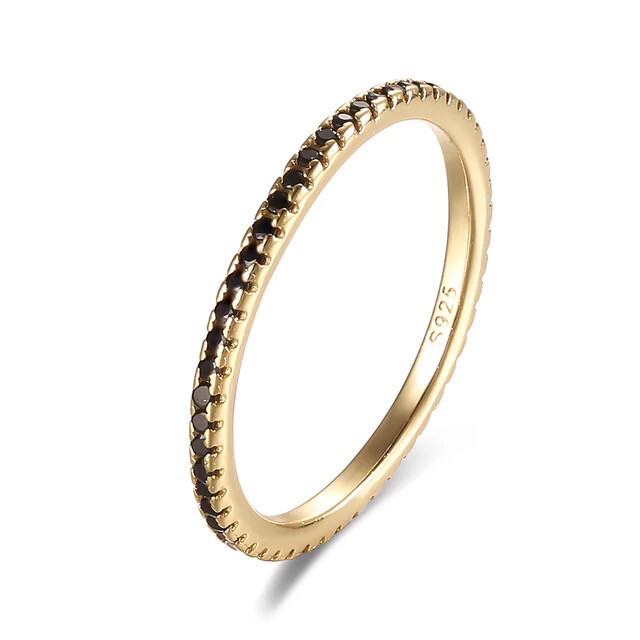 Infinity Ring | Gold Plated | Black Zircon | Silver 925