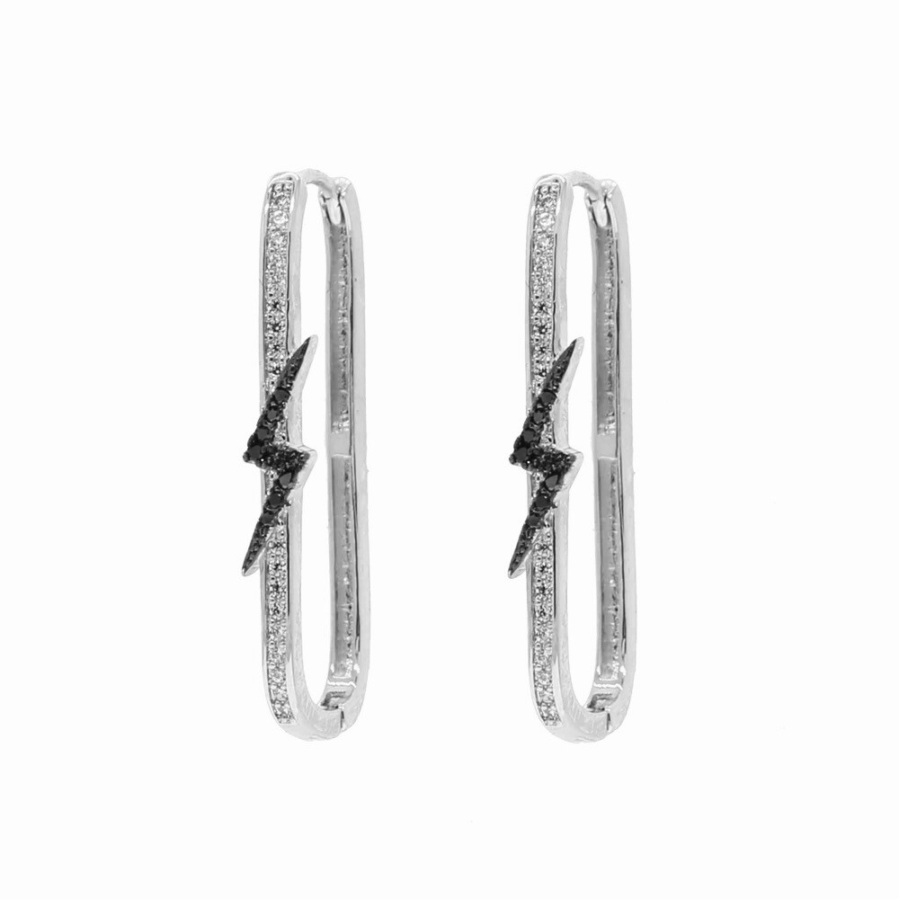 Noir Thunder Earrings | Silver Plated | Multicolor Zircon | Silver 925