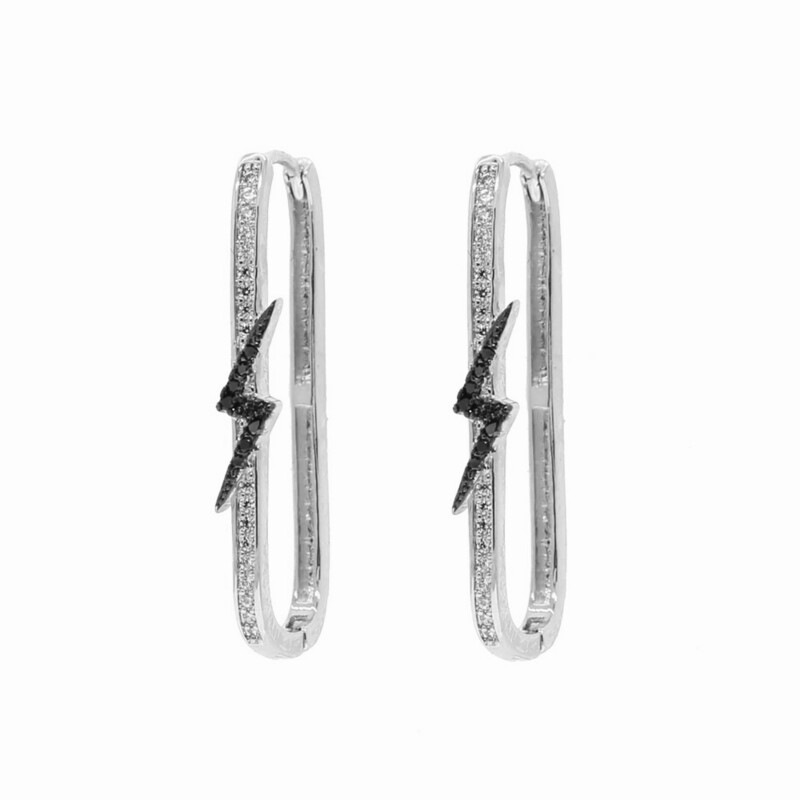 Noir Thunder  Earrings | Silver Plated | Multicolor Zircon | Silver 925