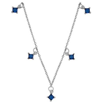 Sapphire Necklace | Silver Plated | Blue Zircon | Silver 925