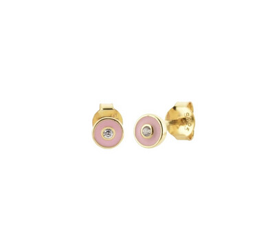 Eni Stud Earrings | Gold Plated | White Zircon | Silver 925