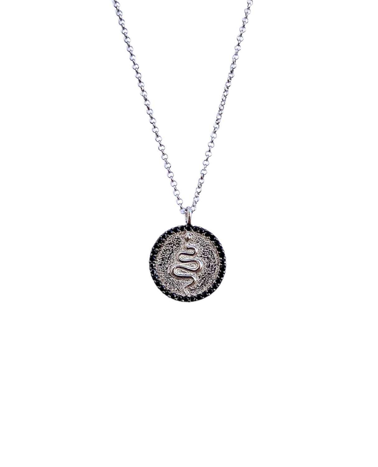 Fidias Necklace | Silver Plated | Black Zircon | Silver 925