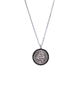 Fidias Necklace | Silver Plated | Black Zircon | Silver 925