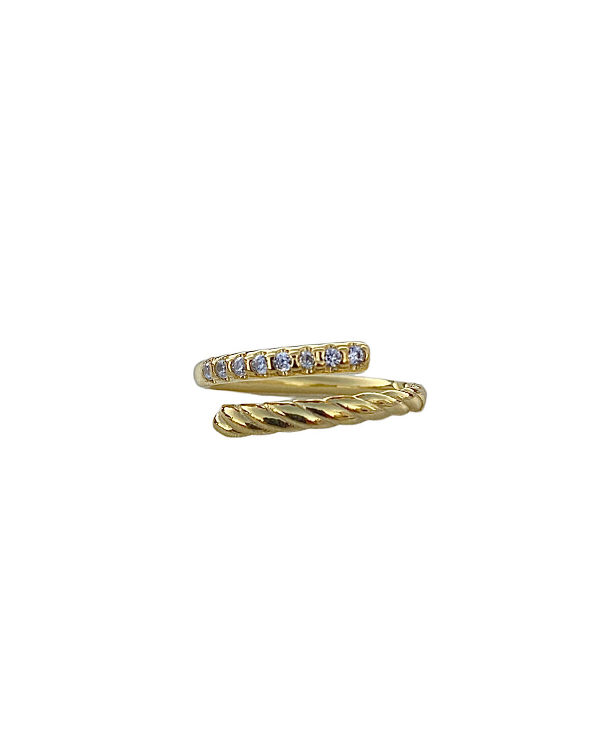 Elegant Braid Ring | White Zircon | Silver 925