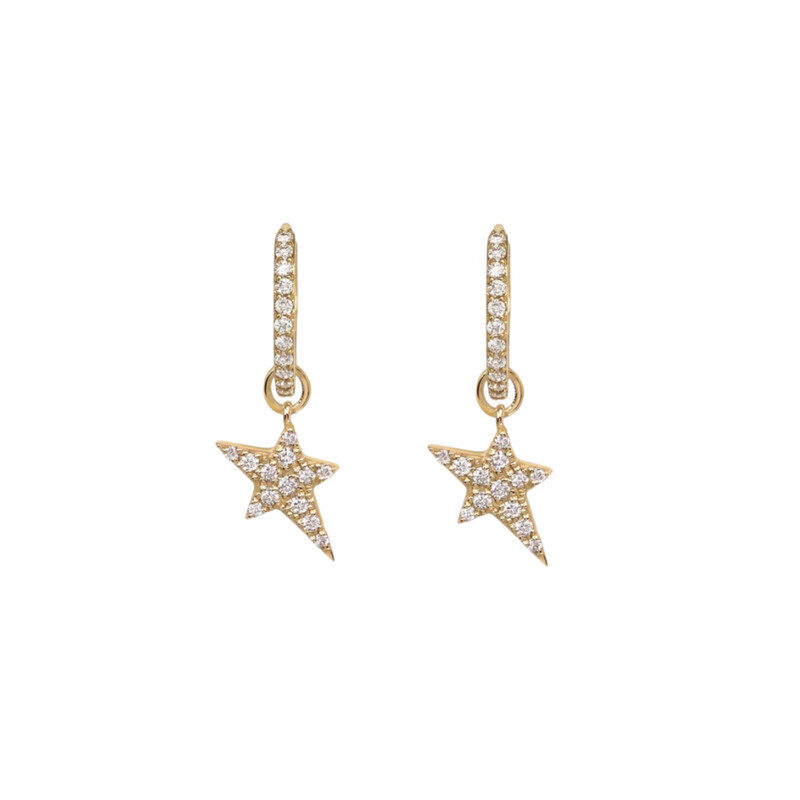 Shooting Star Hoop Earrings | Gold Plated | White Zircon | Silver 925