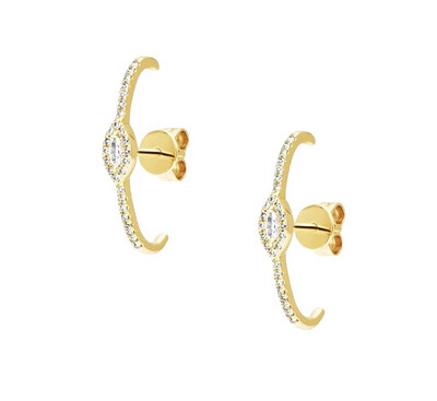 One Earrings | Gold Plated | White Zircon | Silver 925
