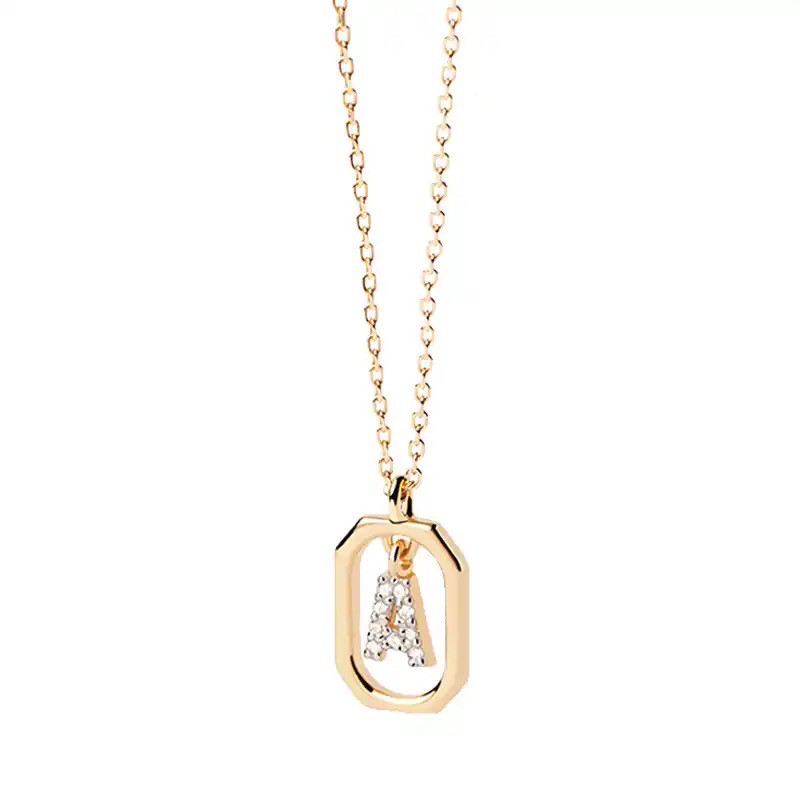 Petite Letter Necklace | Gold Plated | Zircon Gemstones | Silver 925
