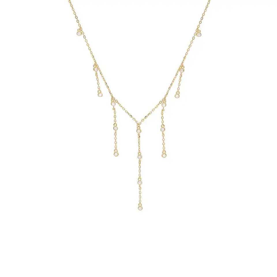 Votsala Drops Necklace | Gold Plated | White Zircon | Silver 925