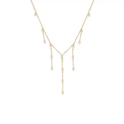 Votsala Drops Necklace | Gold Plated | White Zircon | Silver 925