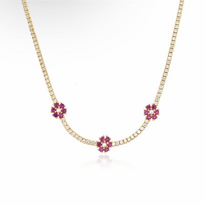 Flora Riviera Necklace | Gold Plated | Multicolor Zircon | Silver 925