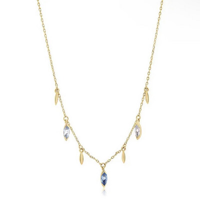 Blue Drops Necklace | Gold Plated | Multicolor Zircon | Silver 925
