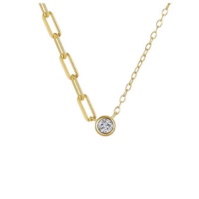 Round Cati Chain Necklace | Gold Plated | White Zircon | Silver 925