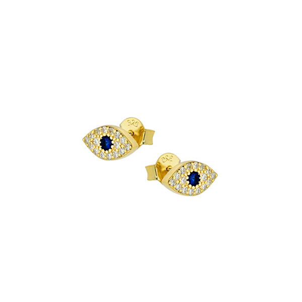 Evil Eye Stud Earrings | Multicolor Zircon | Silver 925