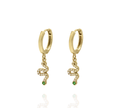 Snakey Hoop Earrings | Gold Plated | Multicolor Zircon | Silver 925