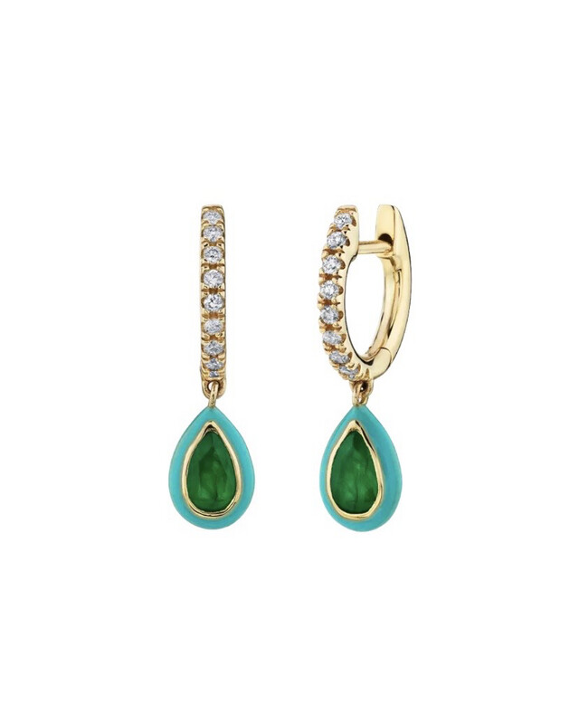 Mini Eni Huggie Earrings | Gold Plated | Multicolor Zircon | Enamel | Silver 925