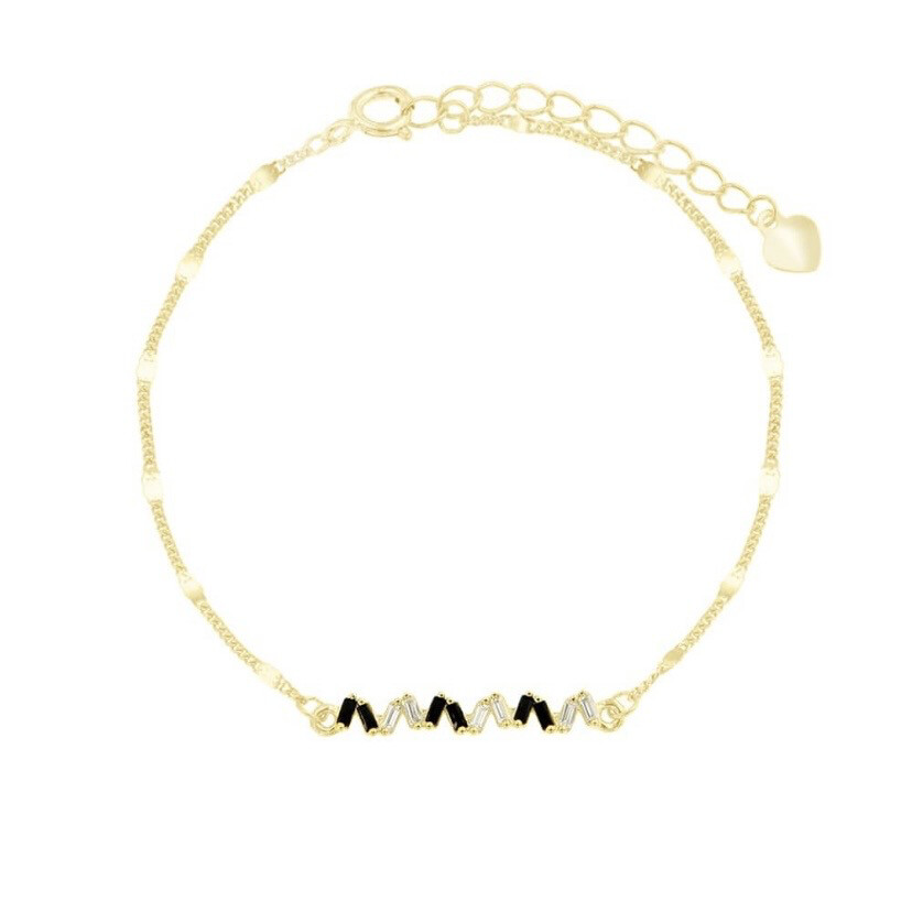 Black & Gold Bracelet | Gold Plated | Multicolor Zircon | Silver 925