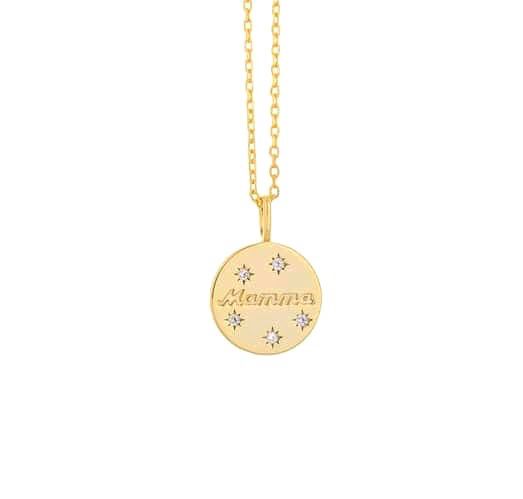 Mamma Necklace | Gold Plated | White Zircon | Silver 925