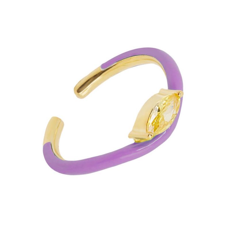 Marisa Ring | Gold Plated | Lilac Enamel | Yellow Zircon | Silver 925