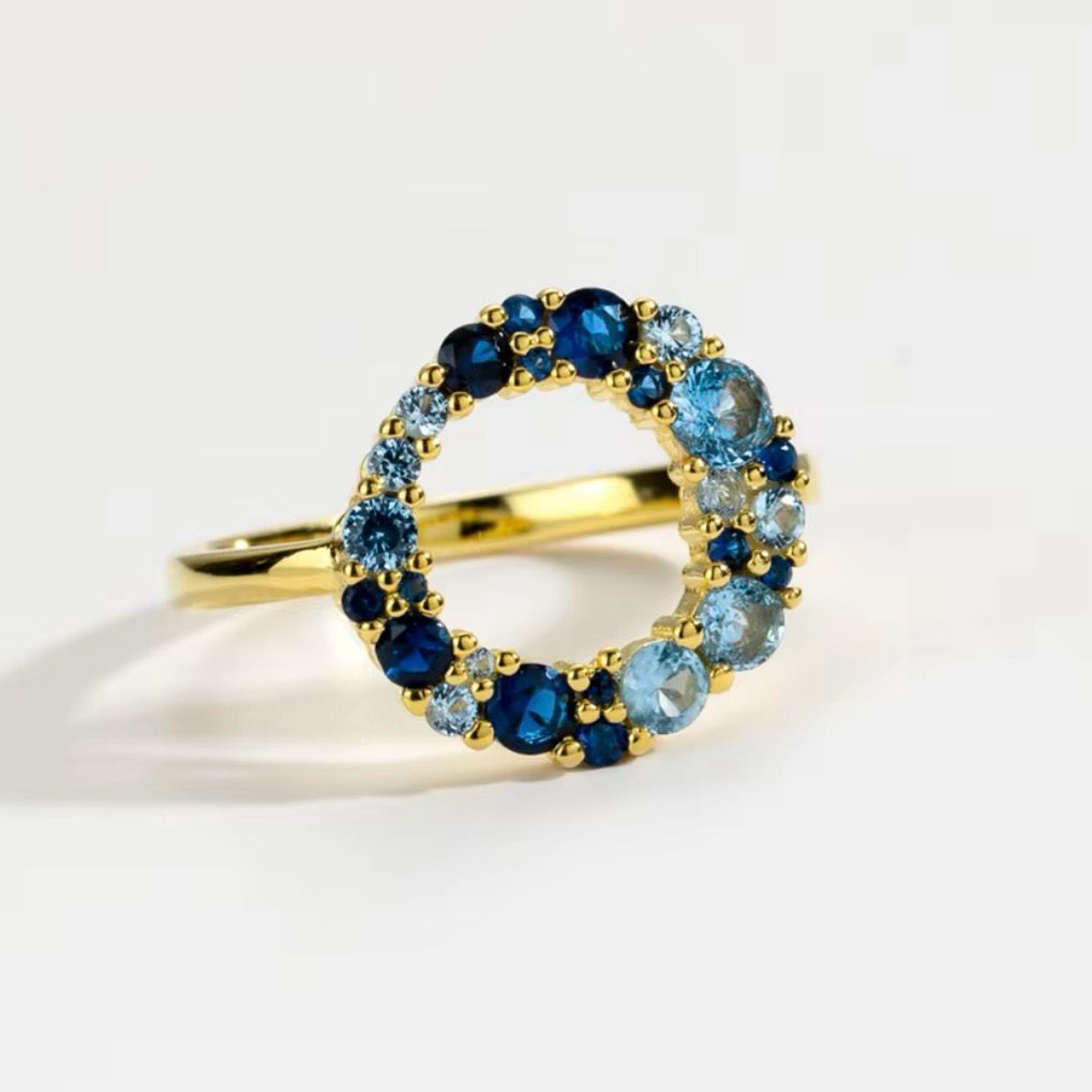 Blue Star Ring | Multicolored Zircon | Silver 925
