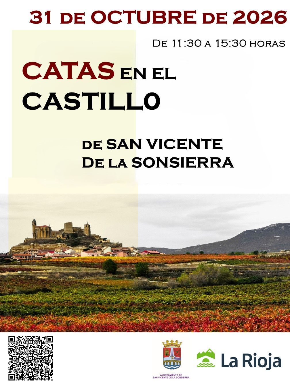 ¡¡VENTA ANTICIPADA a partir del 30 de septiembre!! Catas en el Castillo de #SVSonsierra Sábado 31 de octubre