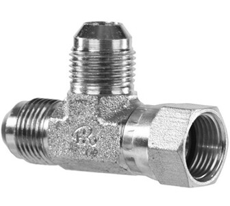 Tee Adaptor Male-Female-Male Swivel 9/16 JIC Forged Body Type