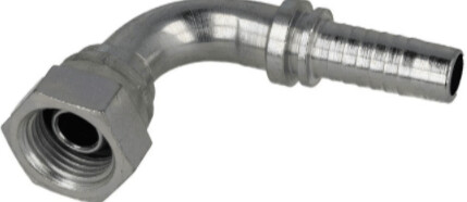 90° Swept Female Hose Insert 1 1/4 BSP x 1 1/4 insert 60° cone Crimped nut