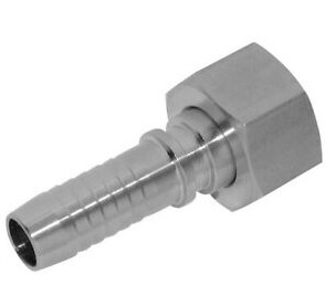 Metric Straight Female Hose Insert M52 x 2 (38S) x 1 1/4 insert 24° O ring cone Viton O ring Slipback nut A4 stainless steel