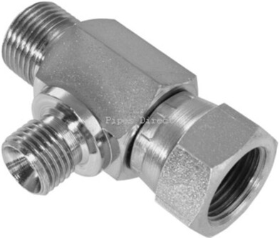Tee Adaptor Male-Female-Male Swivel 3/4 BSP x 3/4 BSP x 3/8 BSP Hexagon Body Type
