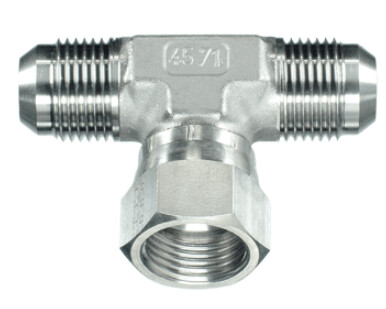 Tee Adaptor Male-Male-Female Swivel 9/16 JIC Block Body Type