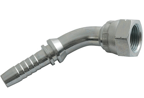45° Swept Female Hose Insert 3/8 BSP x 3/8 insert 60° cone Crimped nut