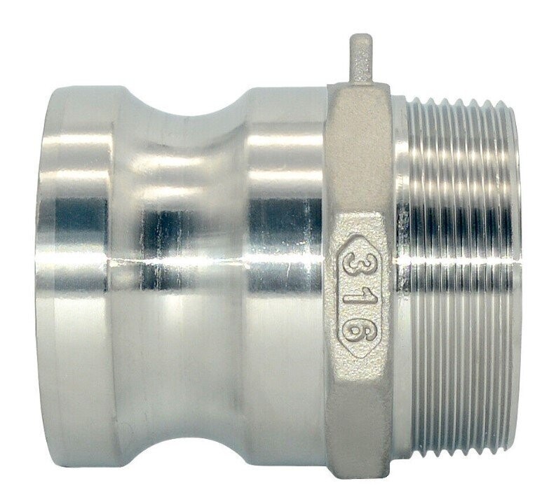 2" in inch Type F Camlock Male Adapter to Male BSPT Stainless Steel Fitting SS