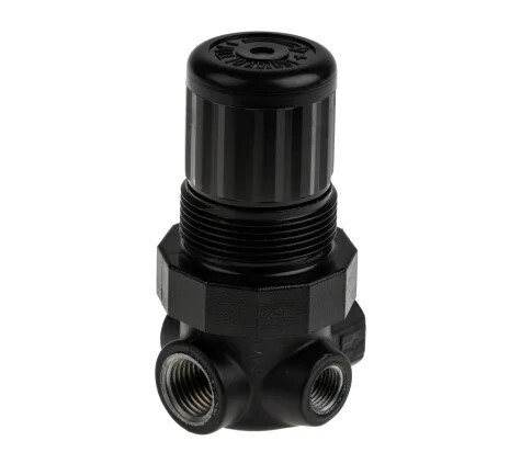 Norgen R07-200-RNKG Miniature Ported Pressure Regulator - 1/4 Port - 0.3 to 7 Bar c/w Norgren 2982-89 Panel Lock Ring