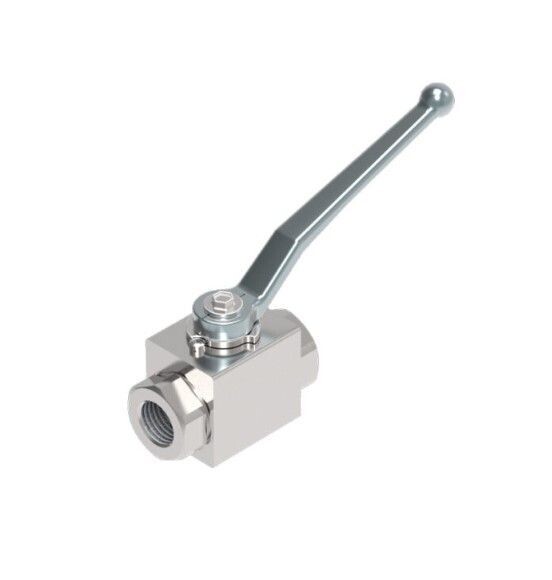 INLINE HIGH PRESSURE BALL VALVE, CARBON STEEL BODY CONSTRUCTION. 100°C, 500 BARG / 7250 PSI PRESSURE RATED, 1/2" BSP SCREWED FEMALE END CONNECTION