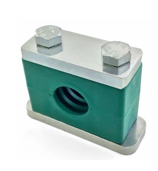 Clamp Assembly Heavy Series Size 4S Ø26,9mm Polypropylene Stainless Steel Weld Plate Cover Plate, Hex Head Bolt Profiled, with Initial Tension