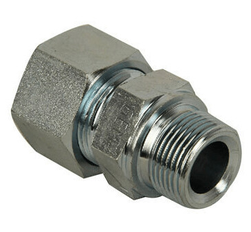 Straight Male Stud Fitting Size / Type: 10S 1/4 BSP Metallic Sealing with Cutting Ring & Union Nut Steel, Zinc/Nickel-Plated