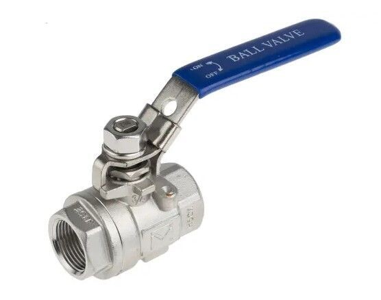 Inline Ball Valve c/w Lockable Handle, 70 Bar , PTFE Seals, 1/2" NPT, Stainless Steel