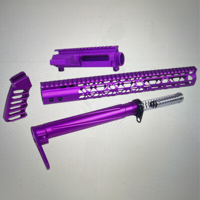 AR-15 SKELETONIZED AIRLITE SERIES COMPLETE FURNITURE SET W /
MATCHING UPPER RECEIVER (ANODIZED PURPLE)
