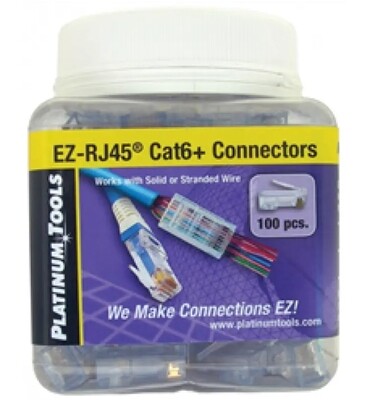 Platinum Tools EZ-RJ45 Cat6+ Connector. 100/Jar - PLA-202010J