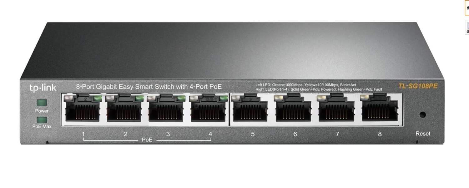 TP-Link 8-Port Gigabit Easy Smart Switch with 4-Port PoE - TL-SG108PE