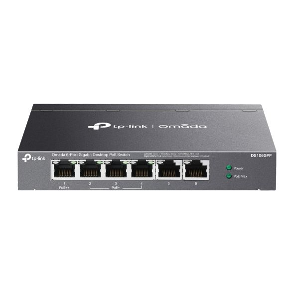 TP-Link DS106GPP Omada 6-Port Gigabit Unmanaged Desktop Switch -3-Port PoE+, 1-Port PoE++
