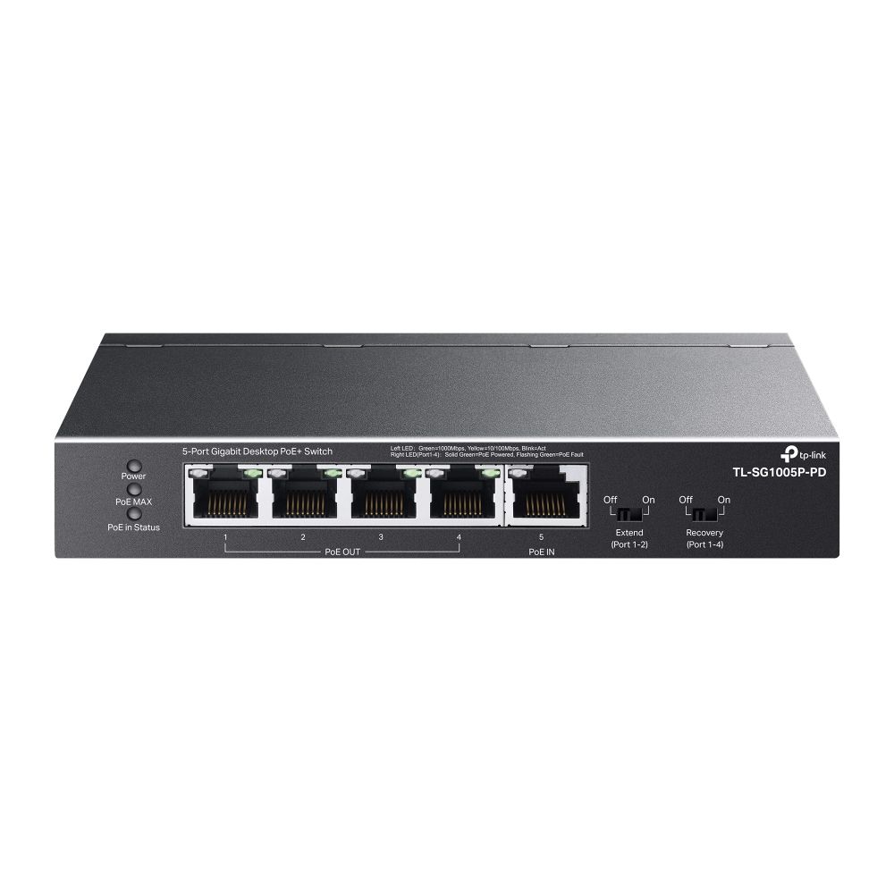 TP-Link5-Port Gigabit Desktop PoE+ Switch with 1-Port PoE++ In and 4-Port PoE+Out - TL-SG1005P-PD