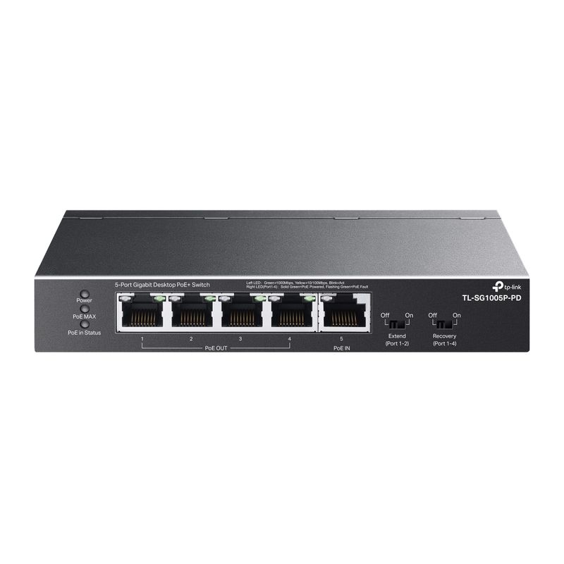 TP-Link5-Port Gigabit Desktop PoE+ Switch with 1-Port PoE++ In and 4-Port PoE+Out - TL-SG1005P-PD