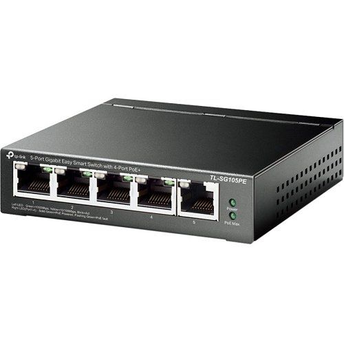 TP-Link 5-Port Gigabit Easy Smart Switch POE with 4-Port PoE+ - TL-SG105PE