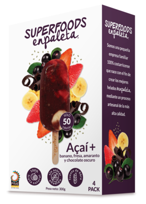 4 Packs Superfoods Enpaleta 
(3 Sabores), Sabor: 4 Pack Açaí +Banano Fresa y Chocolate Oscuro