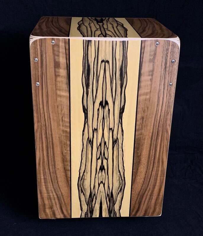 Cajon, white ebony/Nussbaum. Bongo Sides